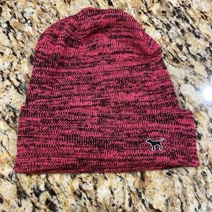 Pink and black VS PINK beanie